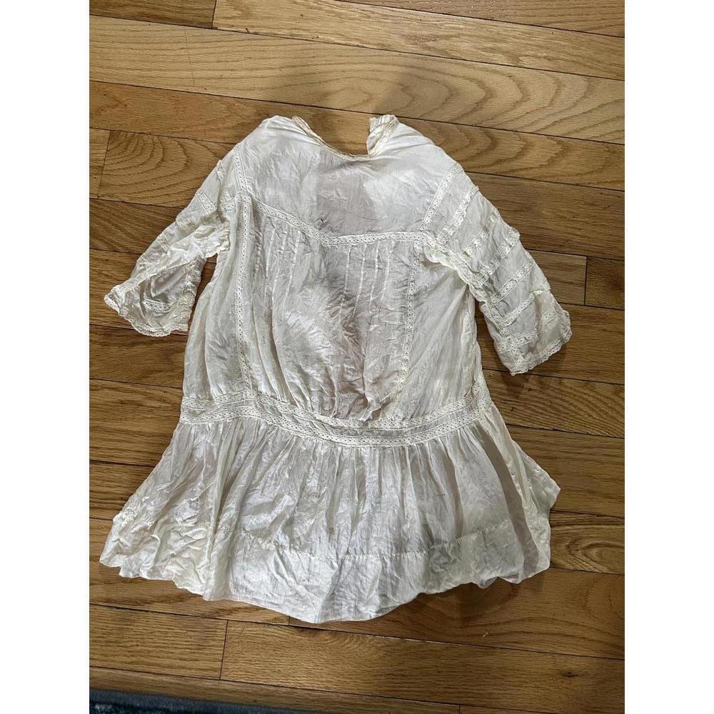 VTG 1900s Infant Antique Silk Christening Gown Lace Heirloom Display Shadowbox